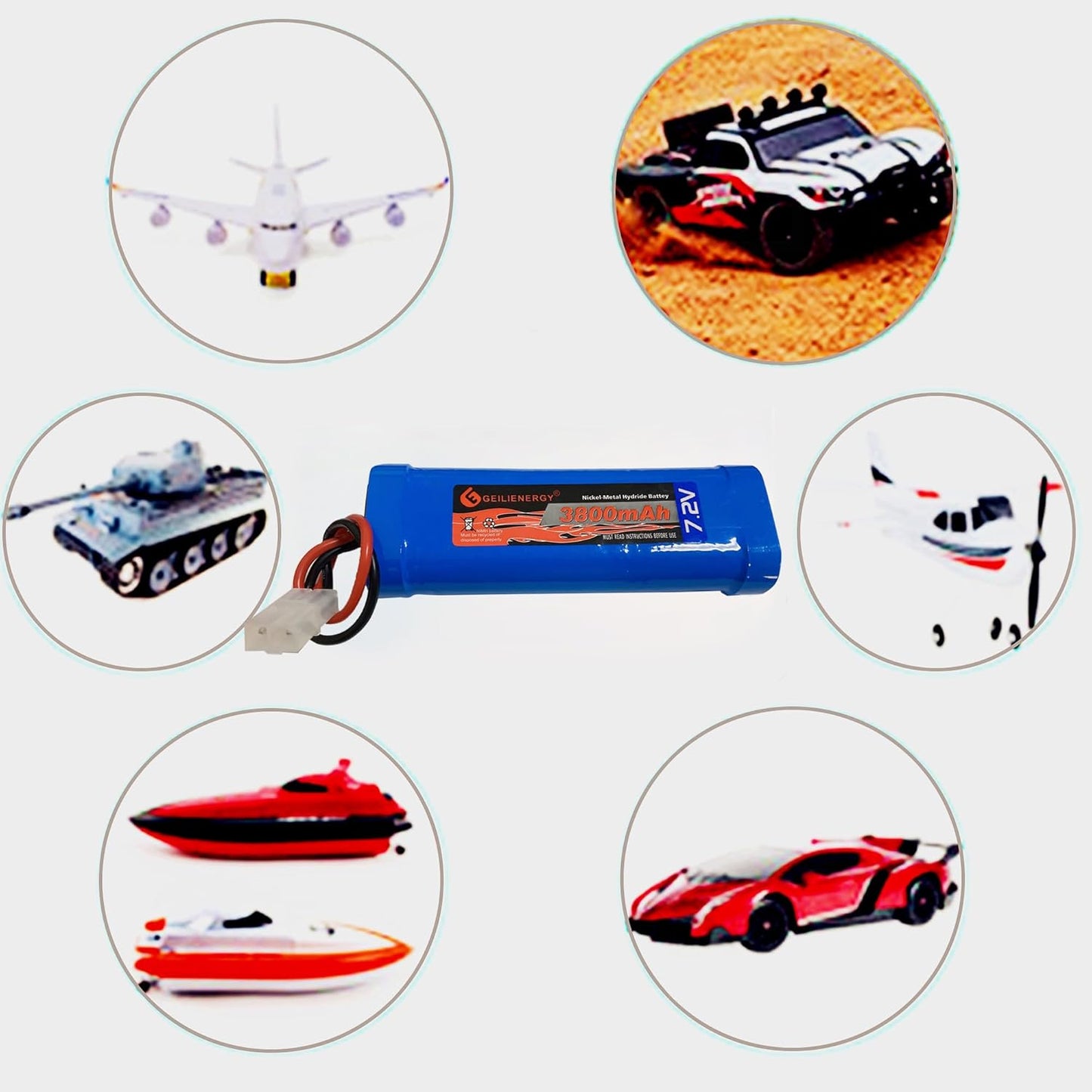 7.2V 3800Mah RC Battery with Tamiya Connector (2 Pack 7.2V 3800Mah RC Battery)