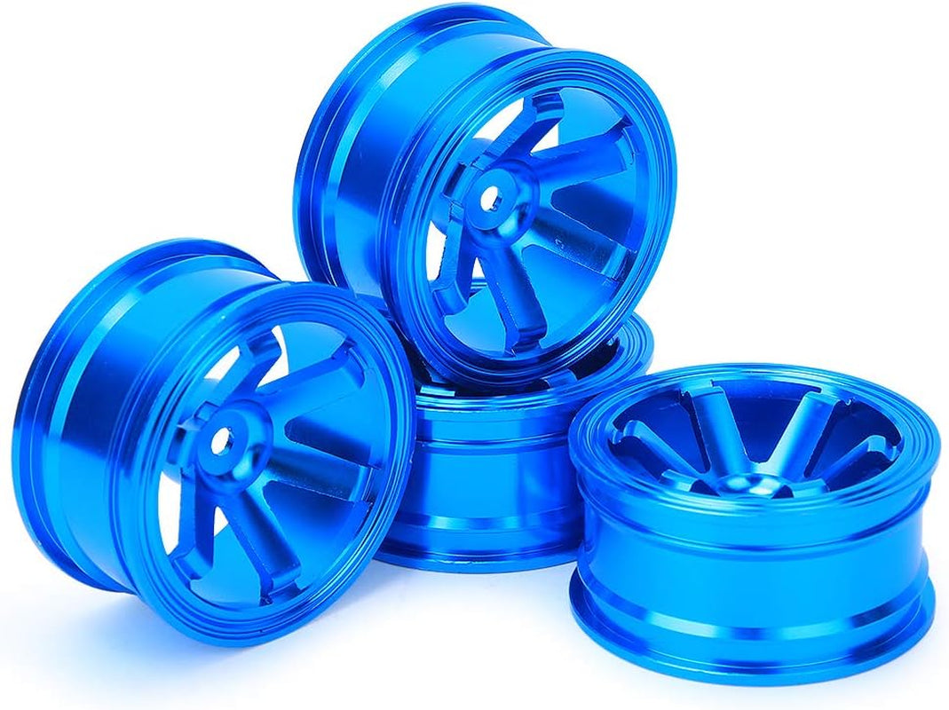 Metal Wheel Hub, 4PCS Aluminium Alloy Wheel Hub Compatible with Universal 1/10 Flat Running Drift RC Car(Blue)