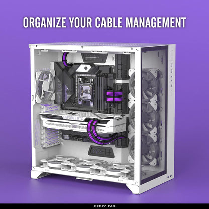 PSU Cable Extension Kit Sleeved Cable Custom Power Supply Sleeved Extension 16 AWG 24-PIN 8-PIN 6-PIN 4+4-PIN with Combs- Black/Purple