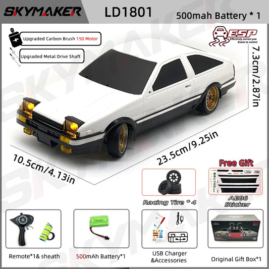 AE86 Model LD1801 RX-7 FC LD1802 1:18 RC Drift Car 1/18 2.4G Remote Control ESP Gyroscope LED Mini RC Racing Car Toys