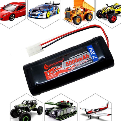 7.2V 5000Mah 10C 6-Cell Nimh Battery for RC Cars Hobby Battery with Tamiya Connector for Car Truck Truggy Buggy Tank Airplane Helicopter Boat Racing (2 Pack)