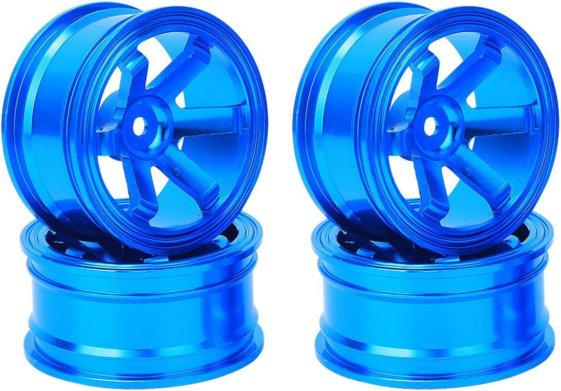 Metal Wheel Hub, 4PCS Aluminium Alloy Wheel Hub Compatible with Universal 1/10 Flat Running Drift RC Car(Blue)