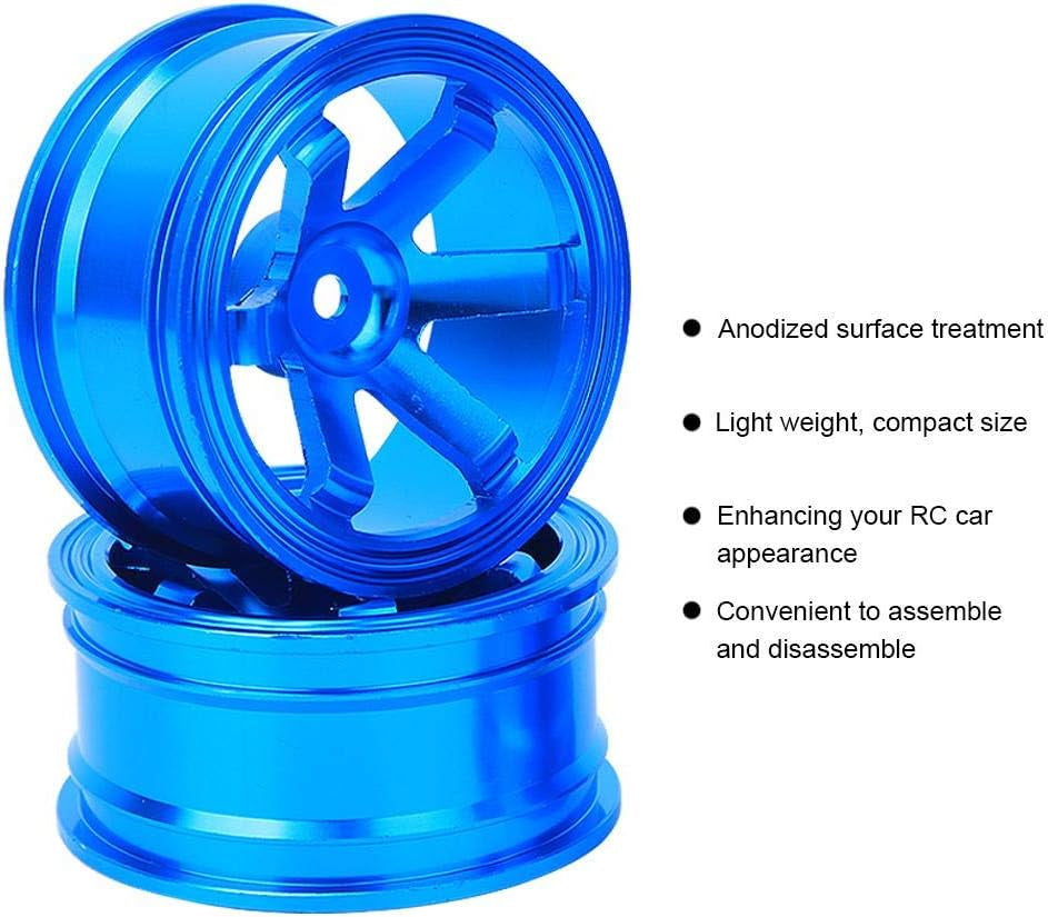 Metal Wheel Hub, 4PCS Aluminium Alloy Wheel Hub Compatible with Universal 1/10 Flat Running Drift RC Car(Blue)