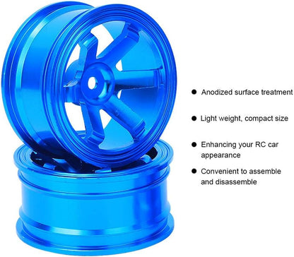 Metal Wheel Hub, 4PCS Aluminium Alloy Wheel Hub Compatible with Universal 1/10 Flat Running Drift RC Car(Blue)