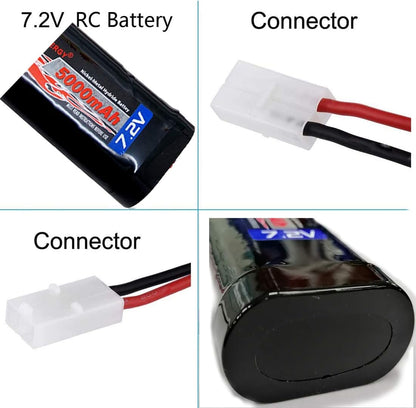 7.2V 5000Mah 10C 6-Cell Nimh Battery for RC Cars Hobby Battery with Tamiya Connector for Car Truck Truggy Buggy Tank Airplane Helicopter Boat Racing (2 Pack)