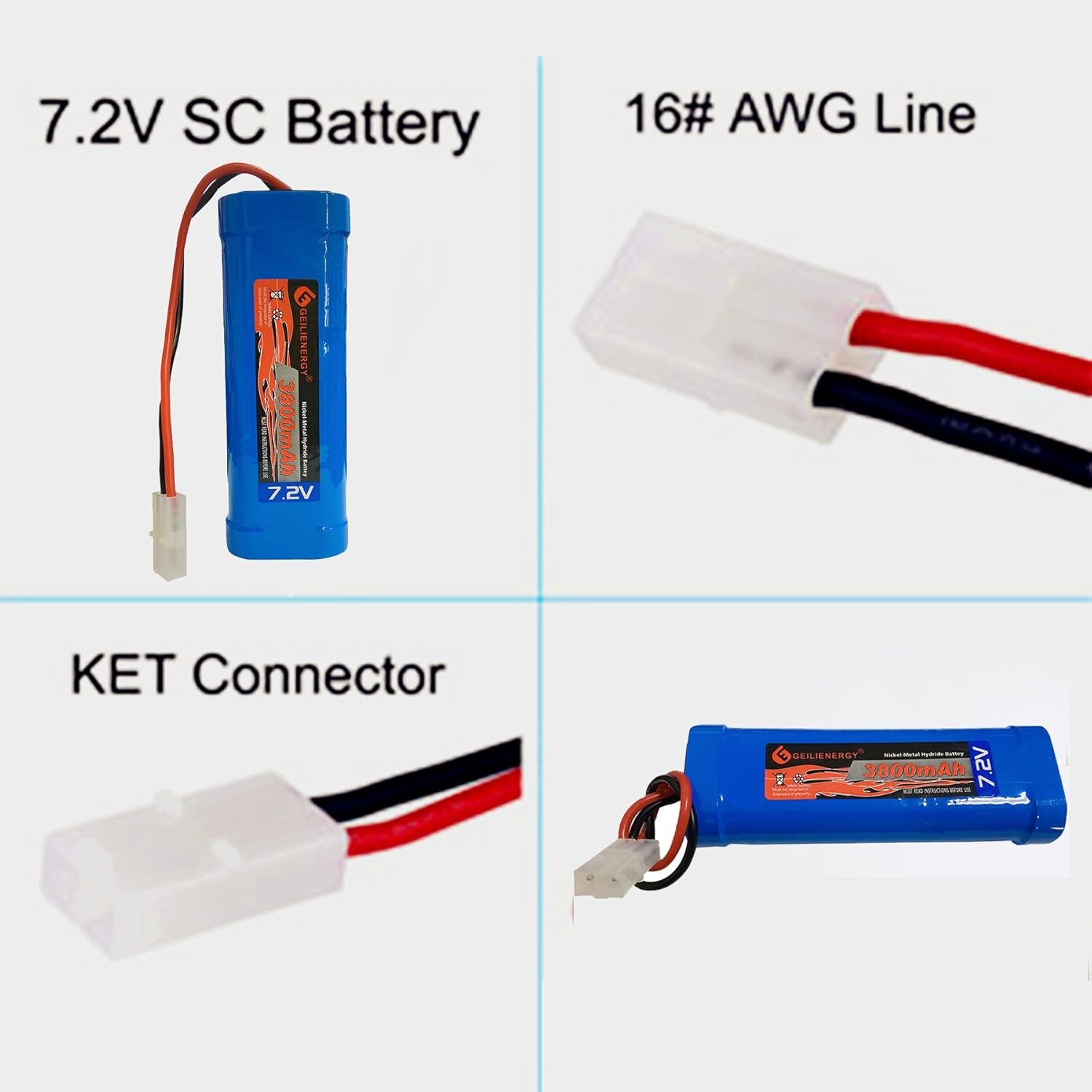 7.2V 3800Mah RC Battery with Tamiya Connector (2 Pack 7.2V 3800Mah RC Battery)