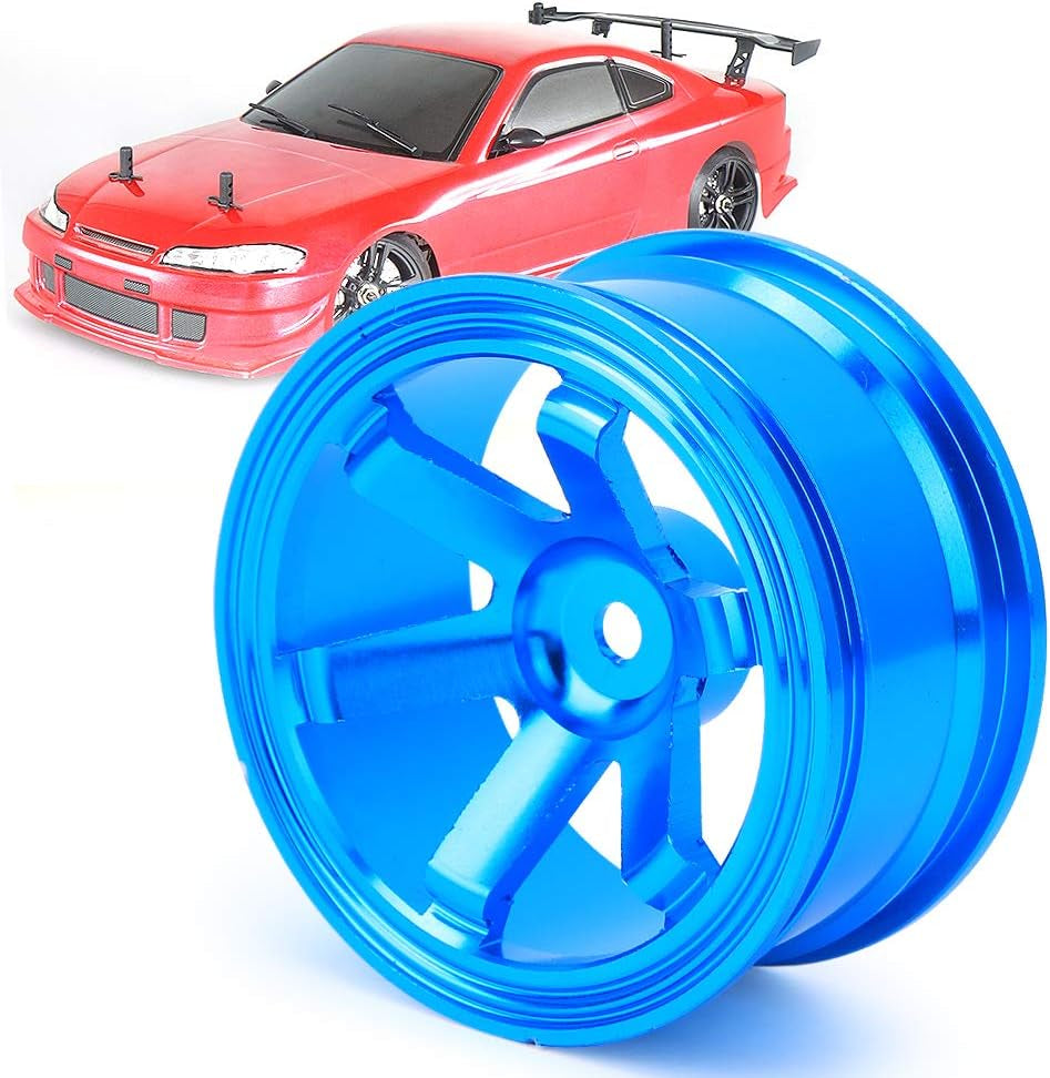 Metal Wheel Hub, 4PCS Aluminium Alloy Wheel Hub Compatible with Universal 1/10 Flat Running Drift RC Car(Blue)