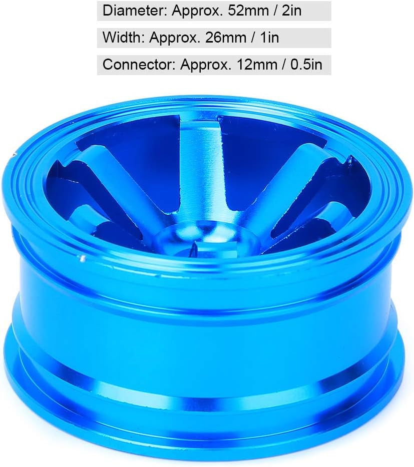 Metal Wheel Hub, 4PCS Aluminium Alloy Wheel Hub Compatible with Universal 1/10 Flat Running Drift RC Car(Blue)