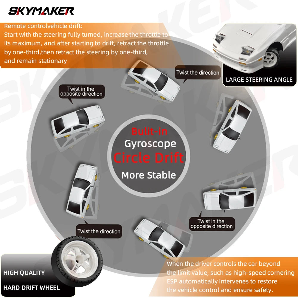 AE86 Model LD1801 RX-7 FC LD1802 1:18 RC Drift Car 1/18 2.4G Remote Control ESP Gyroscope LED Mini RC Racing Car Toys