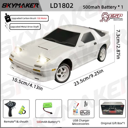 AE86 Model LD1801 RX-7 FC LD1802 1:18 RC Drift Car 1/18 2.4G Remote Control ESP Gyroscope LED Mini RC Racing Car Toys